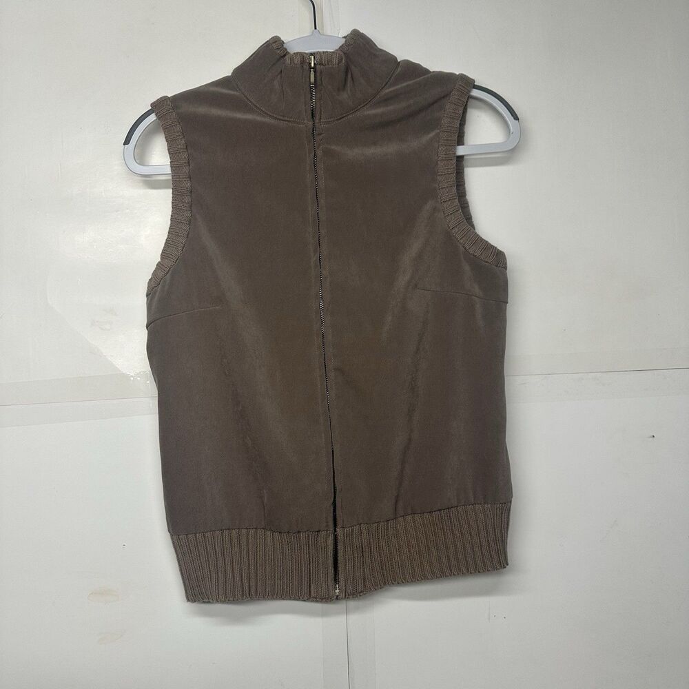 Casual Corner Annex Women’s Medium Brown/green Zip Front Vest Sleeveless Classic
